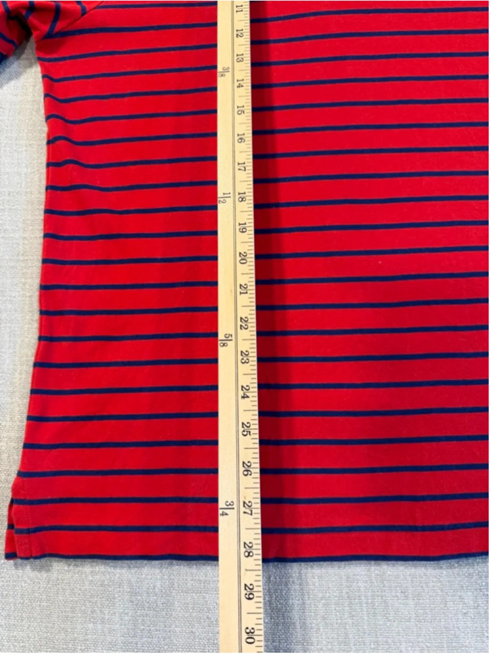 Polo Ralph Lauren classic fit red navy blue striped short sleeve cotton polo L